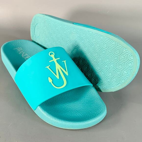 J.W.ANDERSON Size 9 Blue Green Anchor Logo Acetate Pool Slide Sandals main image 8